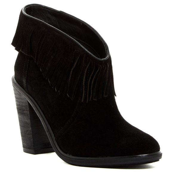 Joie Shoes - NEW Joie Loren Fringe Ankle Bootie Black Suede 6.5